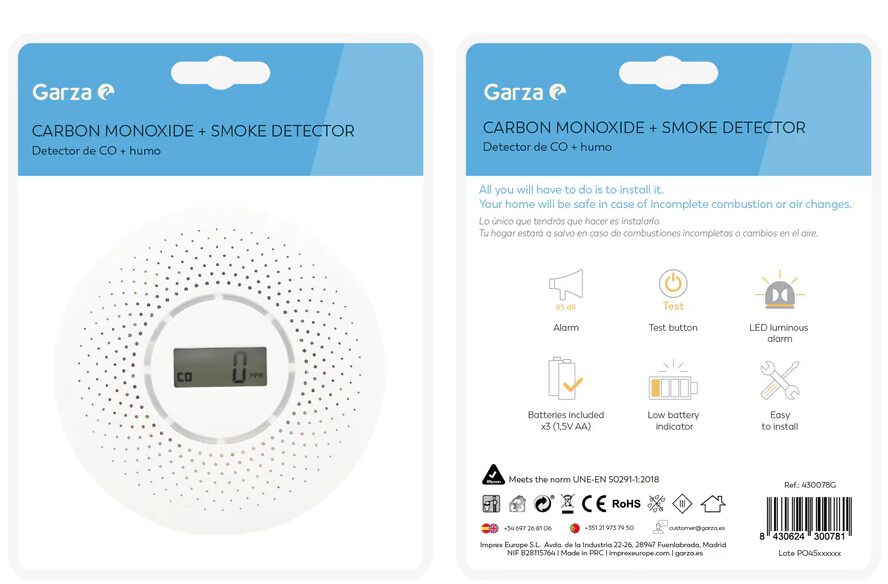 detector de monóxido de carbono y humo Garza